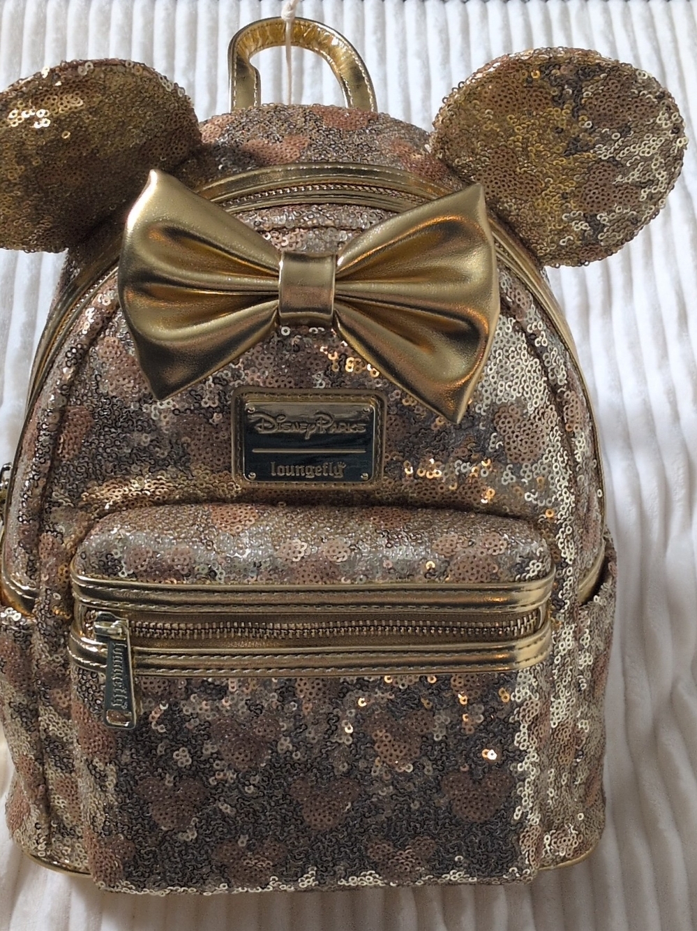 Loungefly Gold Sequin Minnie Ear Mini Backpack